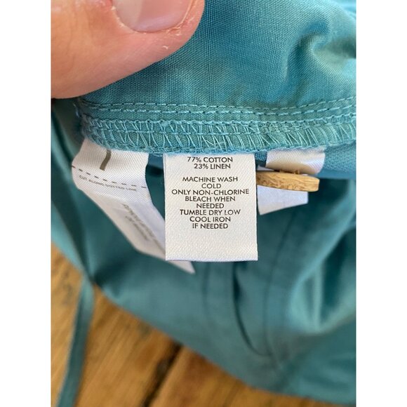 Ann Taylor Loft Womens Teal Cuffed Linen Blend Shorts Size 10 Drawstring Waist - Picture 5 of 7